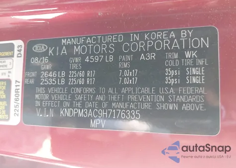 2017 Kia Sportage Lx from USA, damaged, VIN KNDPM3AC9H7176335